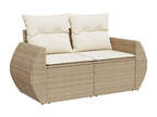 8-piece garden furniture set with cushions, beige woven resin MFRR22000