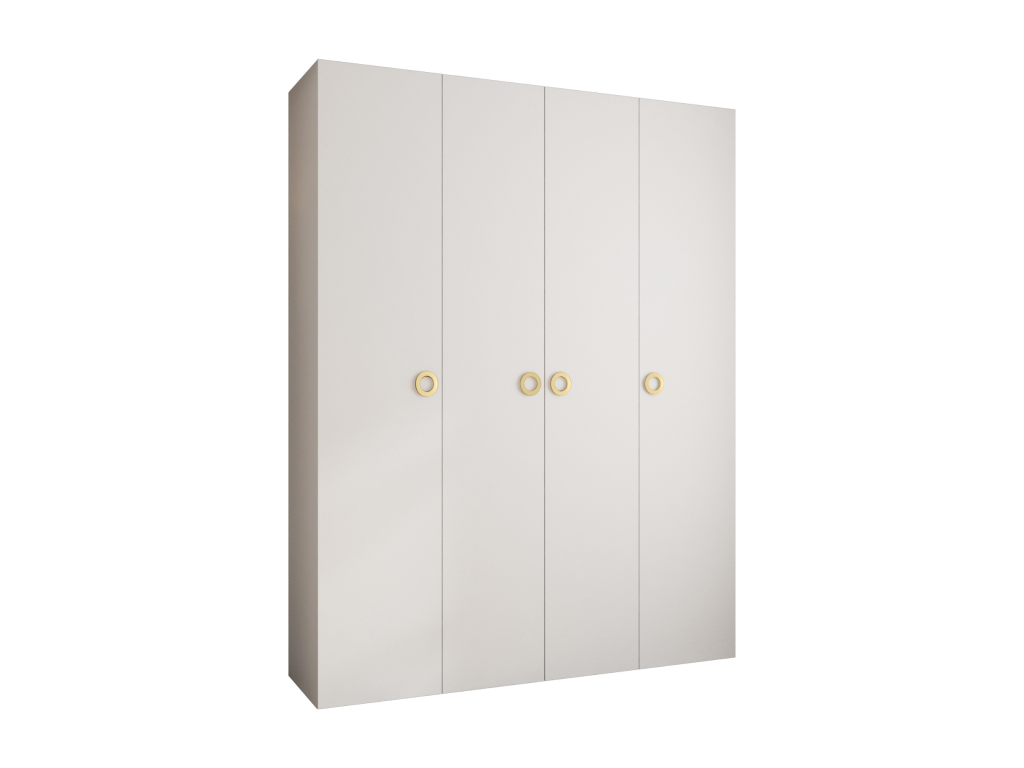 Ligniva 1 245.5/190/50 4-door wardrobe, white/gold, PUGH67884