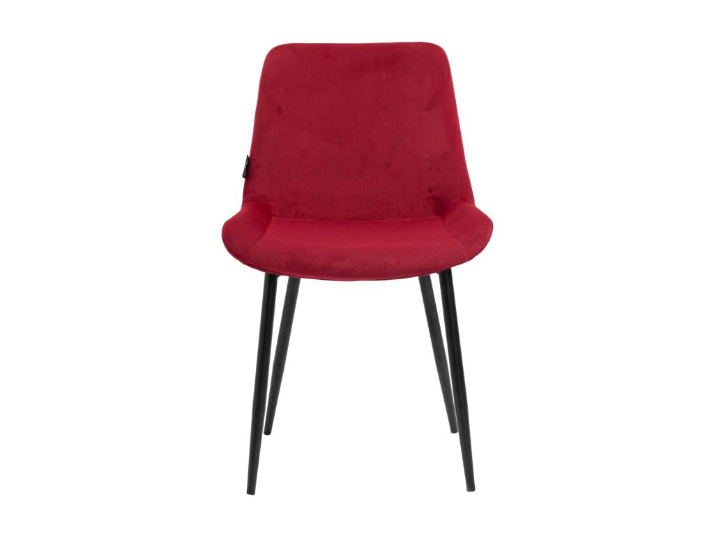 Set of 2 modern design dining chairs with red velvet seats and black metal legs 10 0001637 USMI23960