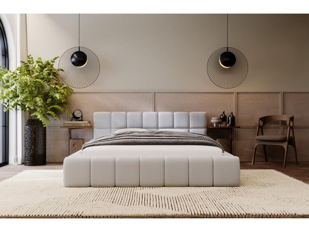 Upholstered bed with storage - 180x200 - double bed - velvet - light grey - Dekonao DWTN98611
