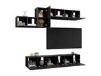7-Piece TV Stand Set, Black, Chipboard QTWB62612