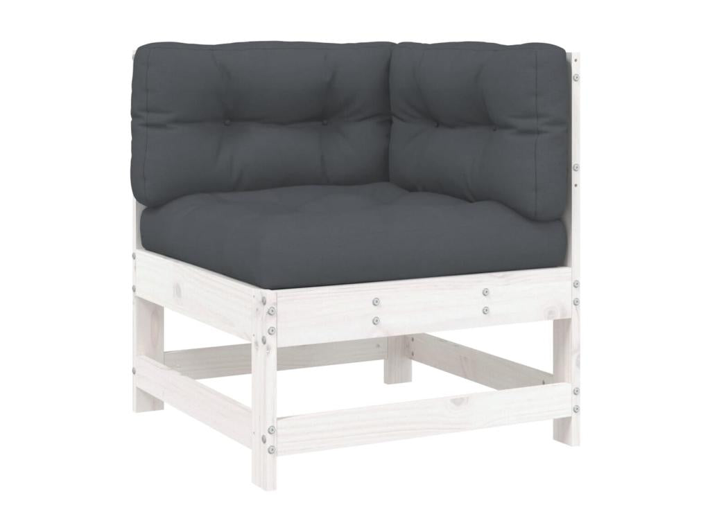 6-piece garden furniture set with cushions, white, solid wood BMMT07708