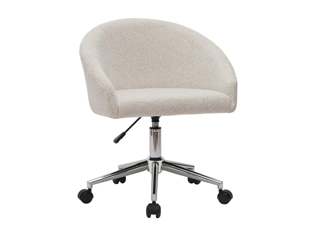 Dekonao design office chair in beige chenille velvet fabric and chrome steel Dekonao TJLZ66684
