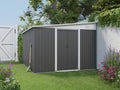 Anthracite galvanized steel lean-to metal garden shed, 9.76 m² - Dekonao QHNL81663
