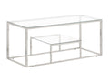 Silver coffee table in stainless steel and tempered glass MKDD92495