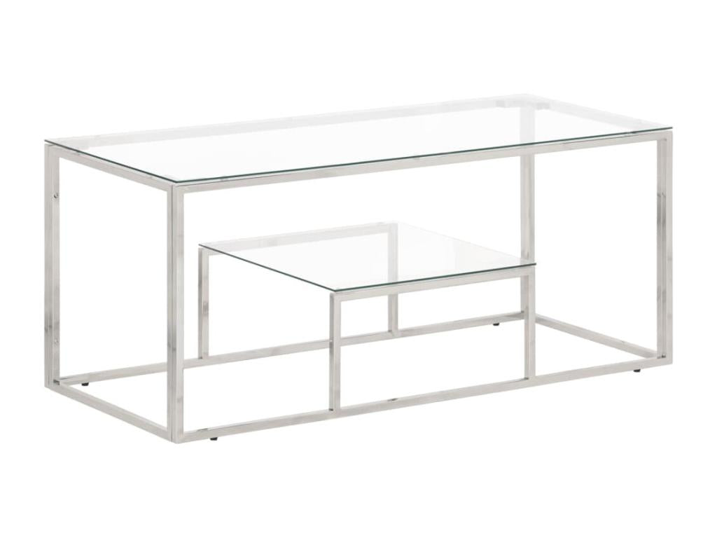 Silver coffee table in stainless steel and tempered glass MKDD92495