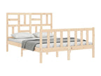 Bed frame with double headboard in solid wood XBNY48908