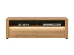 Dekonao Oak TV Stand with 2 Drawers and LED Lighting - W 150 x D 40 x H 49 cm UINU48916