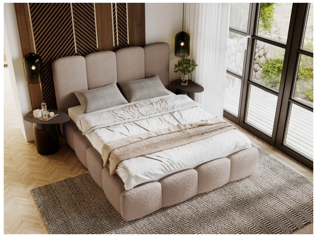 Upholstered bed with storage - 120x200 - double bed - looped - brown - Dekonao QWDU62963