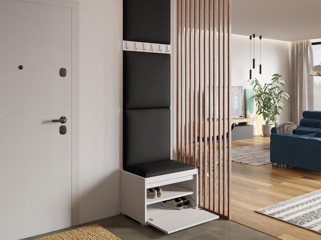 Dekonao 399 65x34cm Black Faux Leather Entryway Unit - Laminate - Freestanding - Wall-mounted NUIE85644