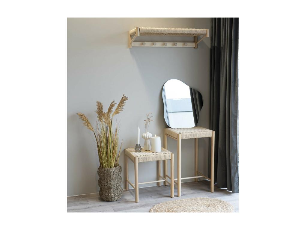 Dekonao - Woven Wall Shelf with Poplar Coat Rack SIQG38547