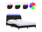 Bed frame with LED lighting, mattress not included, black, 140x200 cm, fabric, NMDJ34679