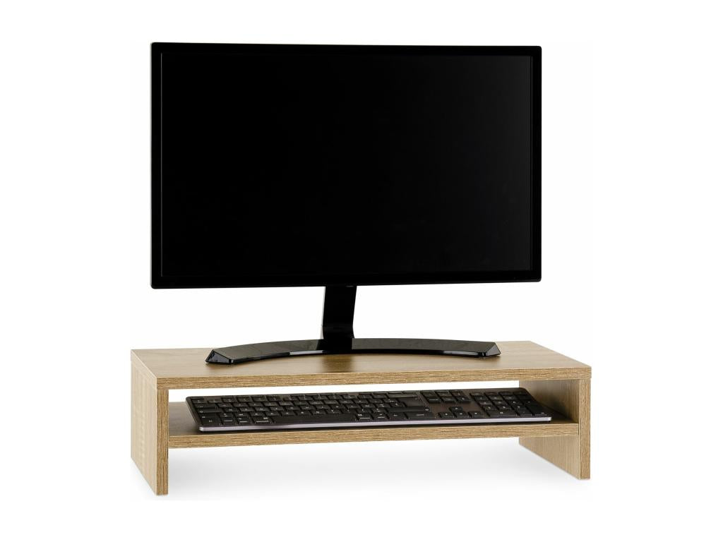 Ligniva oak-colored wooden monitor riser with 1 shelf (52x26 cm), practical laptop stand RQCI29405