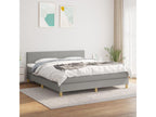 Upholstered bed base with mattress, light grey, 180x200cm, fabric ELTJ83909