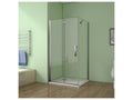 Pivoting and folding shower enclosure 76x70x185cm in 6mm anti-limescale glass, shower door, side panel with fixed corner bar TASV54184