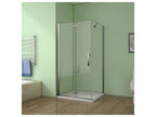 Pivoting and folding shower enclosure 76x70x185cm in 6mm anti-limescale glass, shower door, side panel with fixed corner bar TASV54184