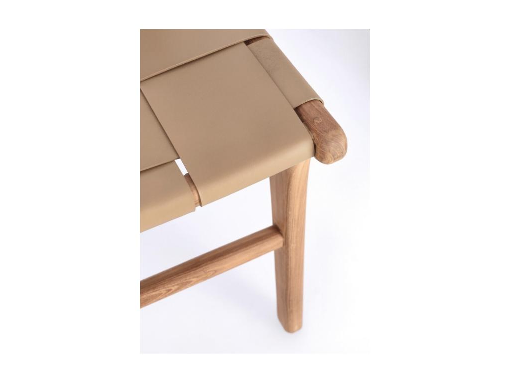 Set of 2 teak and leather chairs – Modern and durable – Light brown color DPLJ21754