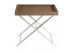 Dekonao XJXA90505 Side Table in Walnut Veneer and Stainless Steel