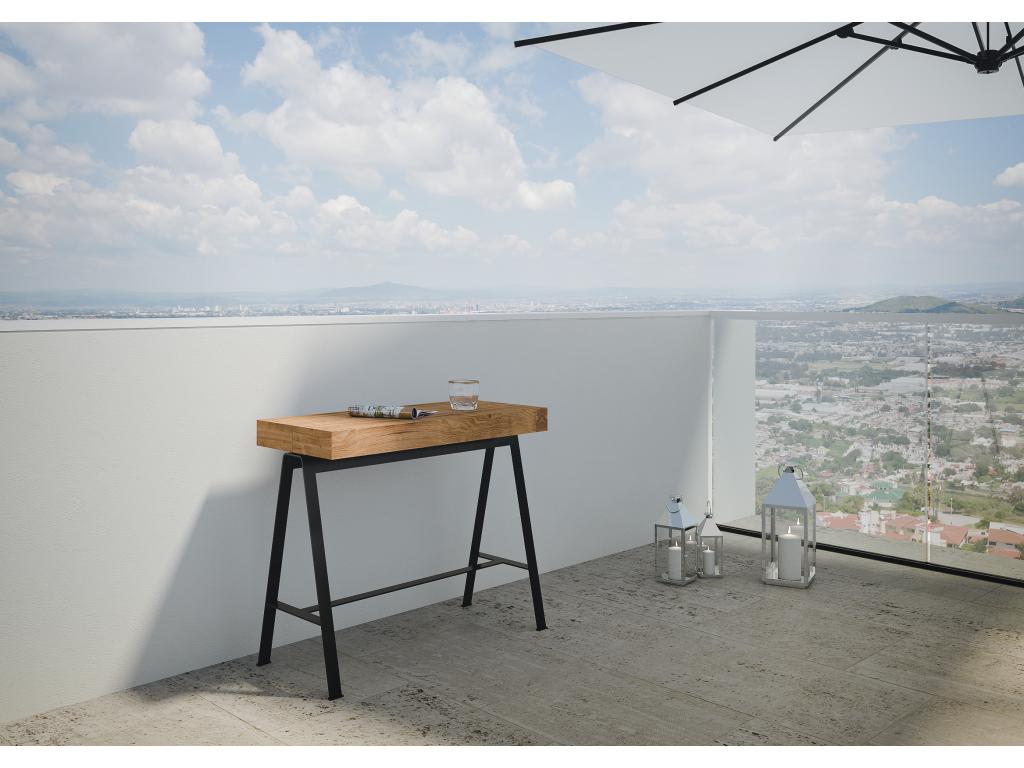 Extendable console table 90x40/190 cm Banco Small Stained Fir with Anthracite frame YLSC28900