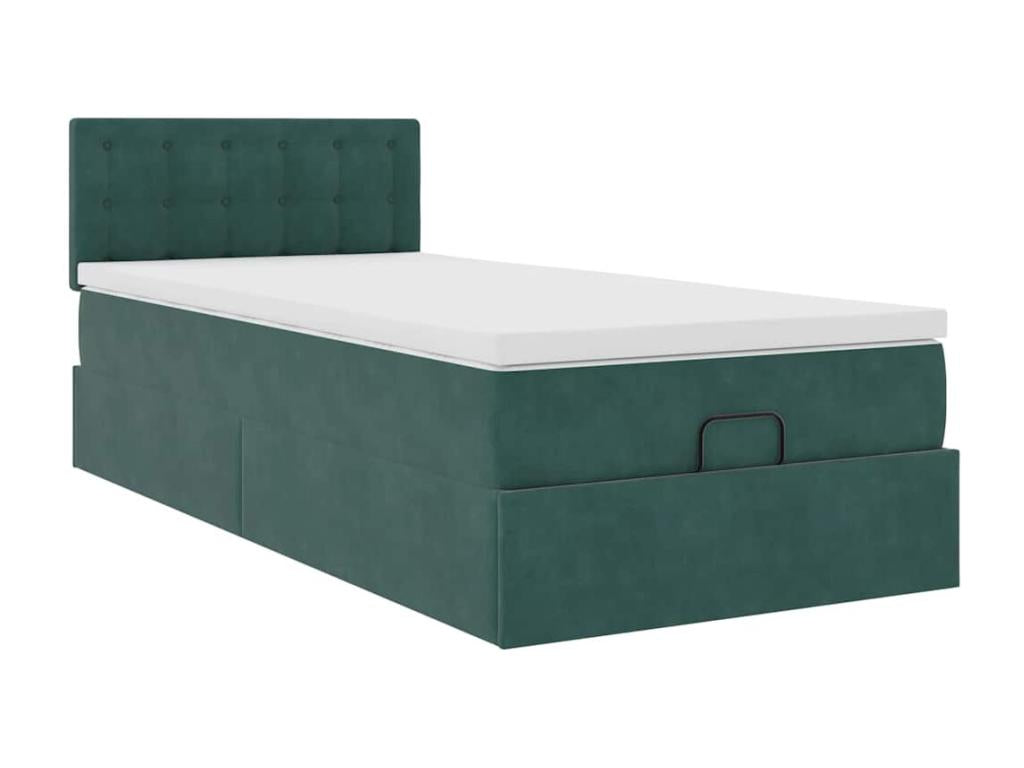Dekonao bed frame with dark green 80x200 cm velvet mattress XDEI45911