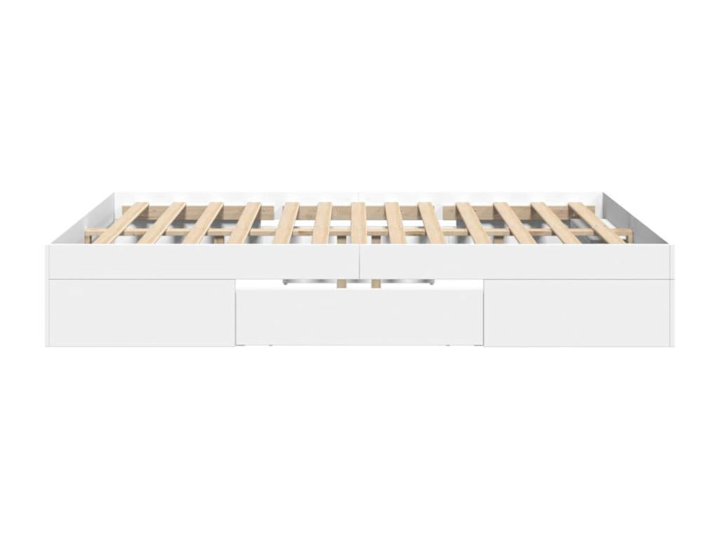 Bed frame without mattress white 140x190 cm engineered wood IOWI50796