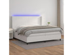 Upholstered bed base, mattress, and LED lighting, White, 200x200 cm, Faux Leather, KETX63630