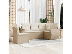 5-piece garden furniture set with cushions, beige woven resin ELOZ20520
