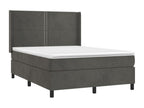 Upholstered bed base and mattress, Dark Grey, 140x190cm, Velvet, MBDH74856