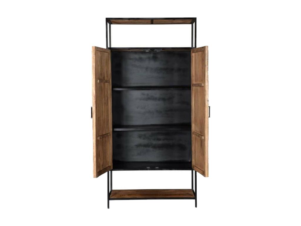 Dekonao High Buffet with 2 Doors, Solid Mango Wood and Black Metal BOVL51570