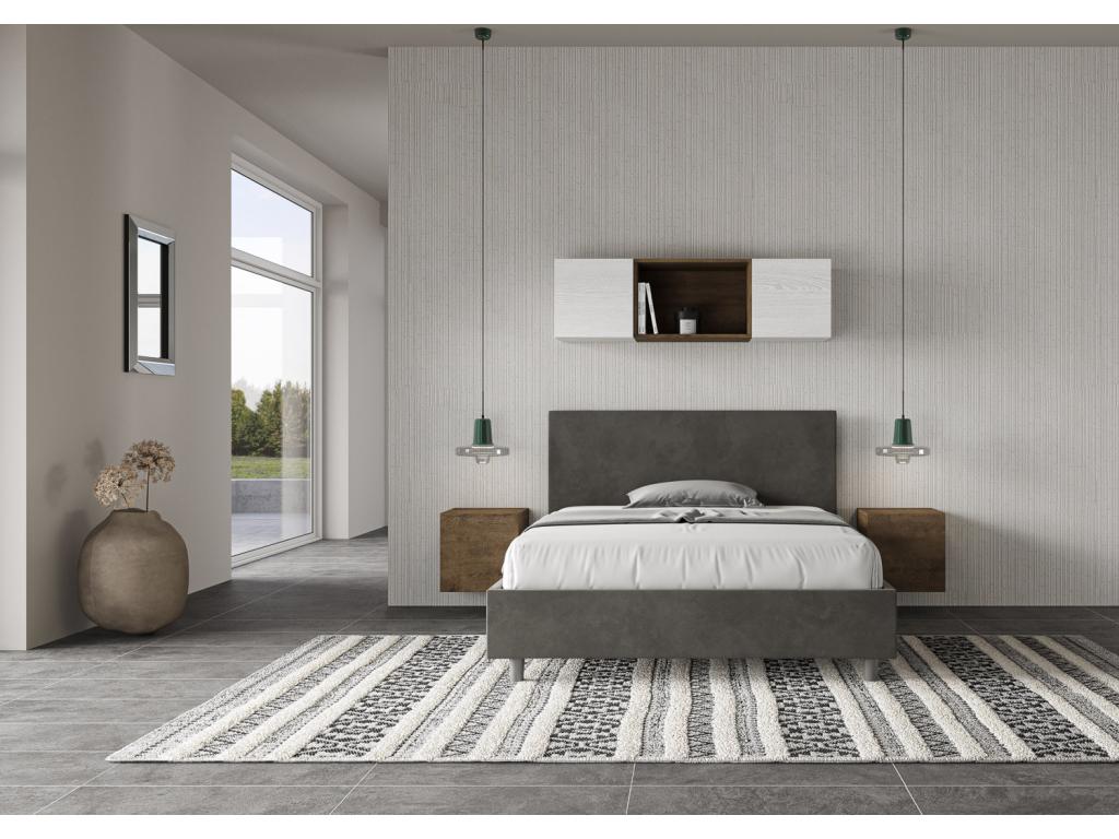 Dekonao Modern Microfiber Adult Bed - Dark Grey - 140x190cm - Optional Slatted Base XDYZ74728