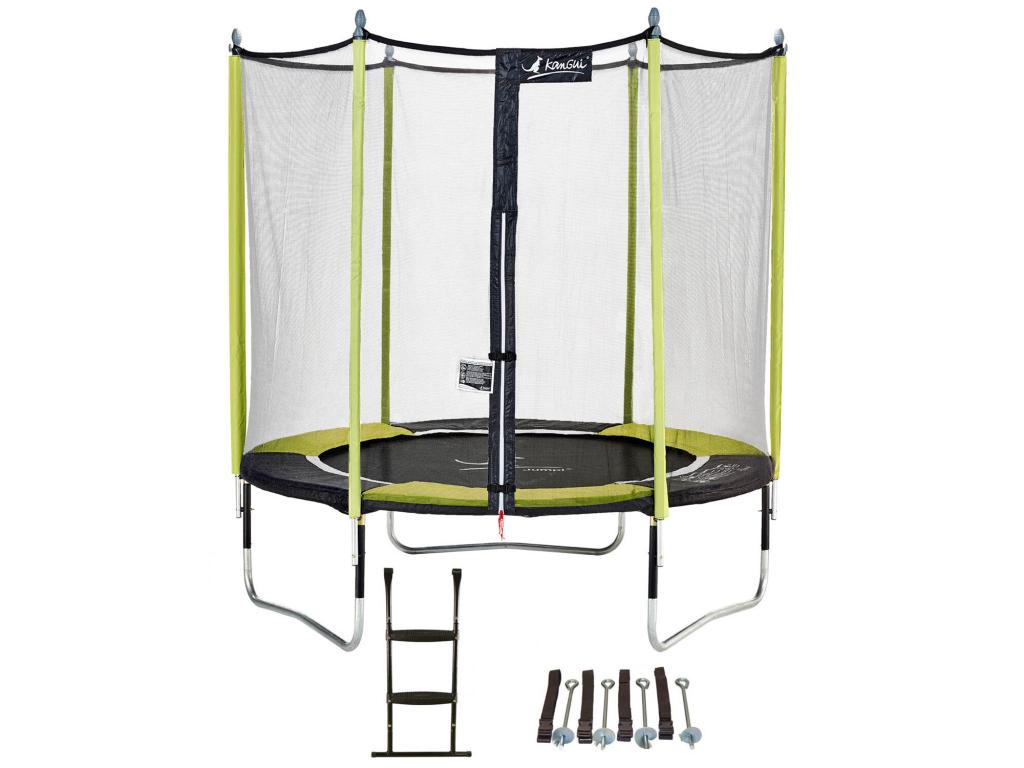 Nobellea - 244cm Garden Trampoline with Safety Net, Anchor Ladder, JUMPI Green/Black 250 VKQG31115