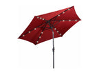Garden Parasol Dia 300 CM/Offset and Tiltable Garden Parasol with 24 LEDs Wine Red OCZJ86744