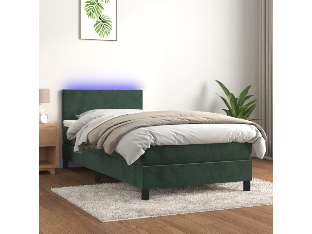 Dekonao bed base with mattress and LED, Dark Green, 90x200cm, TRYS70059