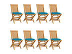 Garden chairs with light blue cushions, 8 pcs, solid teak, 2 RPYG33764
