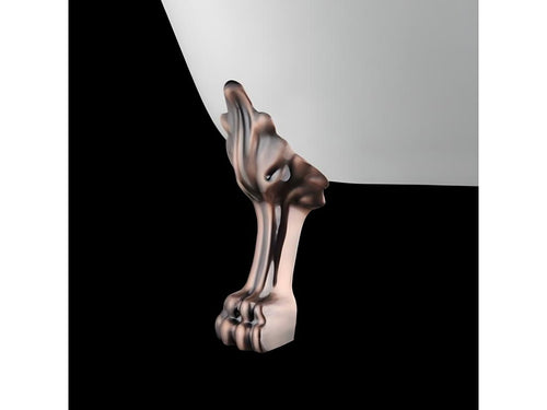 Vintage retro freestanding bathtub, Dekonao White, 170 cm, Dekonao feet, aged red copper, KXQT93849