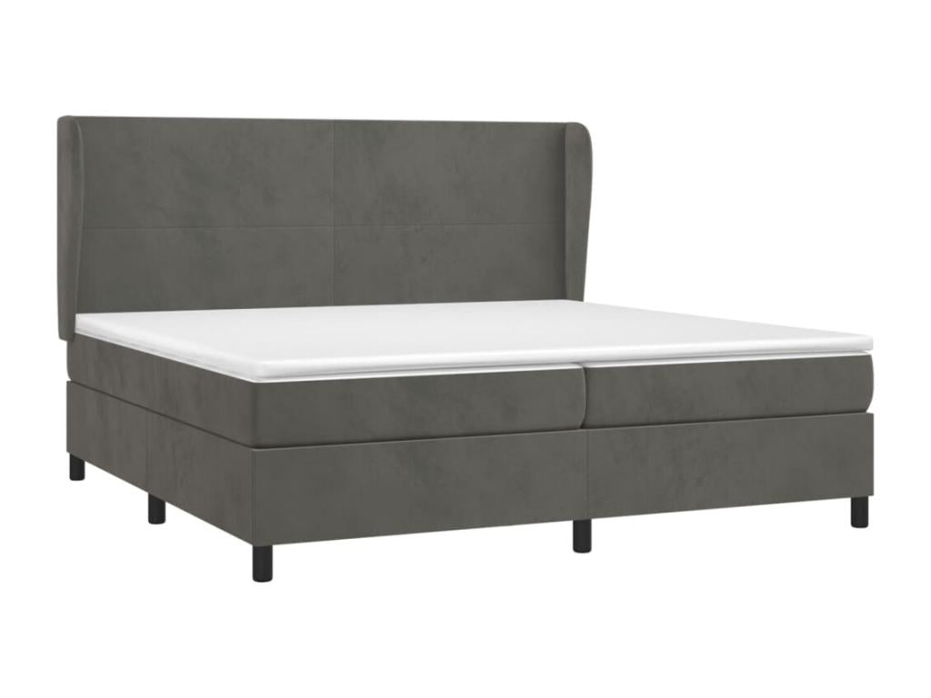 Upholstered bed base and mattress, Dark Grey 200x200cm Velvet OCZO98576
