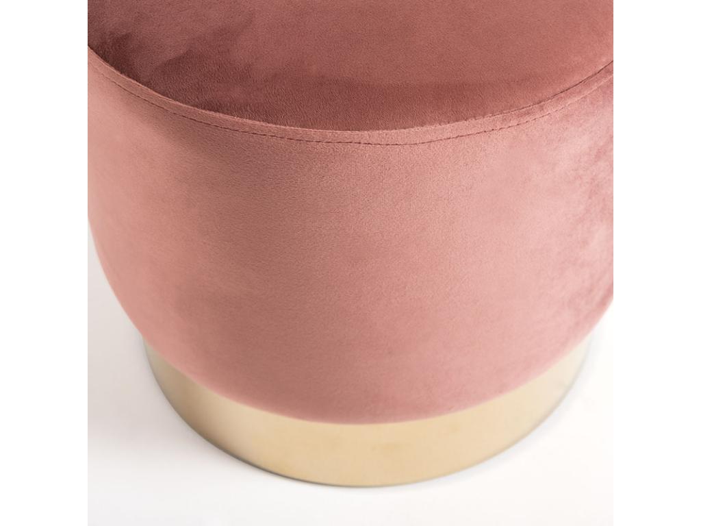 Dekonao round pouf in pink velvet with gold metal legs - Set of 2 PHIH67636