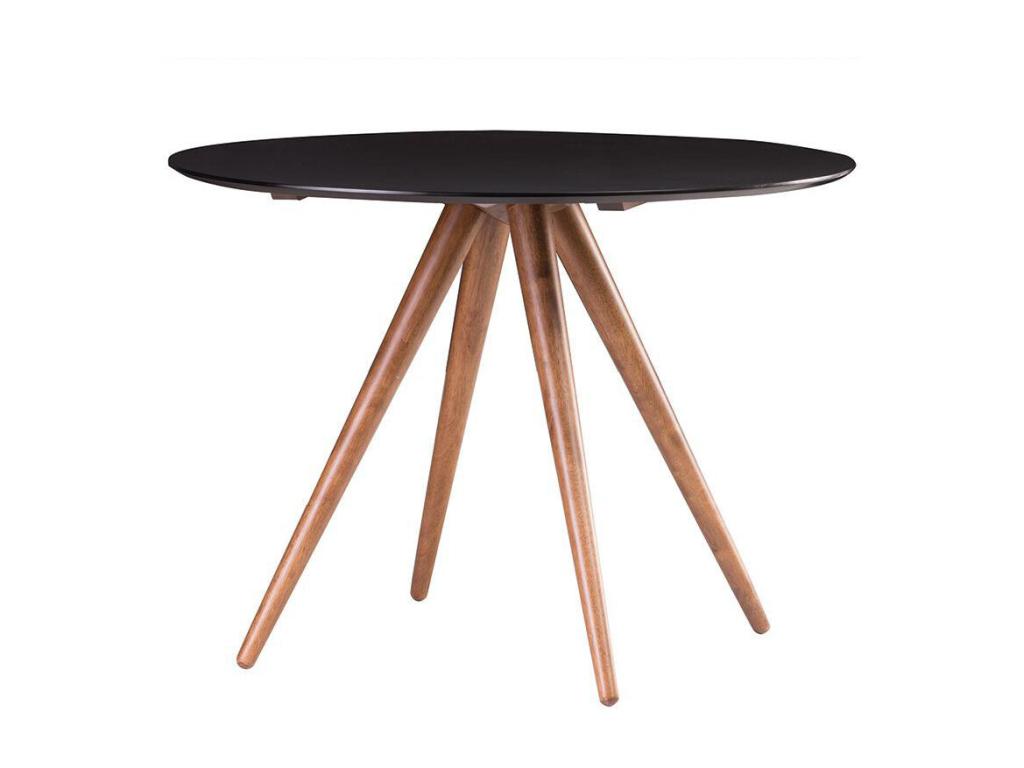 Round designer dining table in walnut and black, D106 cm, Dekonao FHHK55522