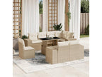 9-piece beige resin wicker garden furniture set with cushions MVVJ22131