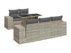 6-piece garden furniture set with light grey cushions, woven resin SMCG66328