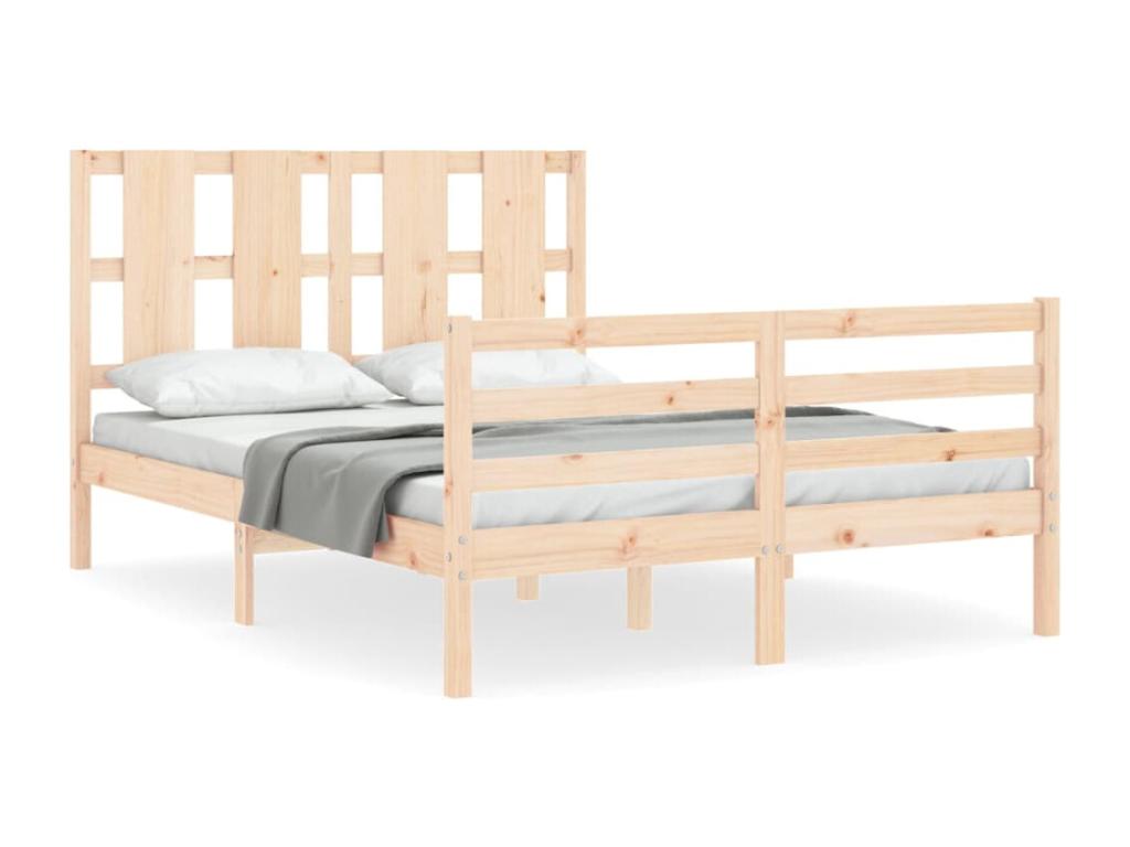 Bed frame with headboard 140x200 cm solid wood UVCI61772
