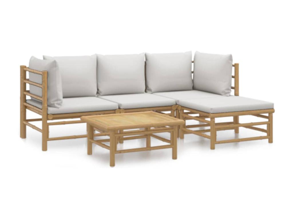 Dekonao WKQY45765 5-piece garden furniture set with light grey cushions