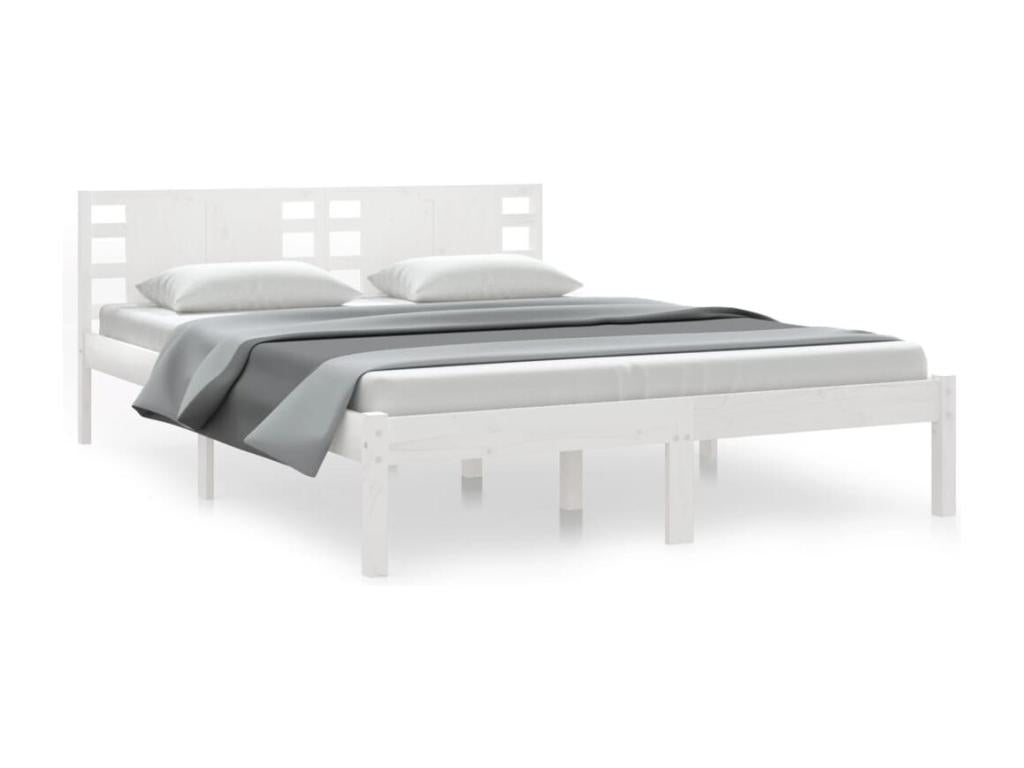 White bed frame without mattress, 120x200 cm, solid pine wood ZQXL88893