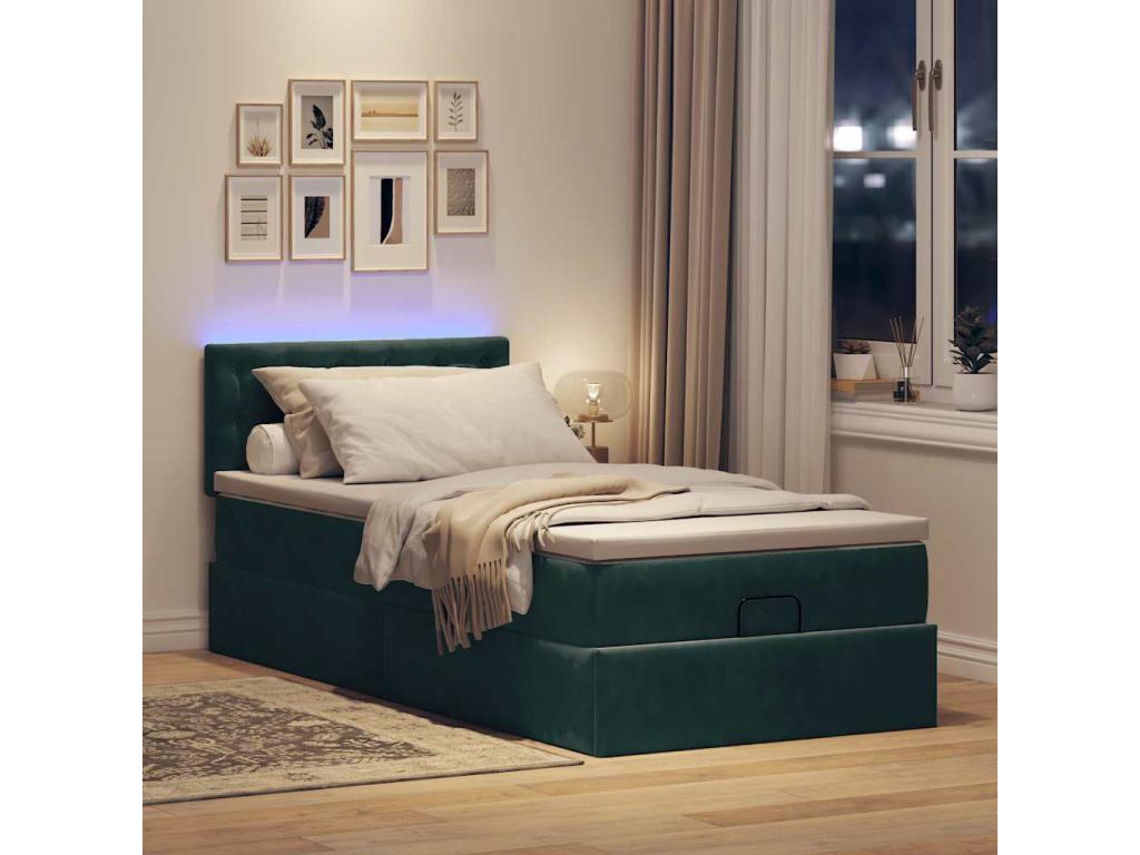 Dekonao bed frame with dark green 80x200 cm velvet mattress XDEI45911