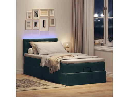 Dekonao bed frame with dark green 80x200 cm velvet mattress XDEI45911