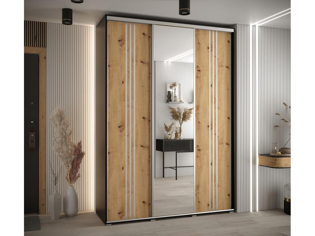 Dekonao 7 Sliding Door Wardrobe 235.2/170/45 3 Doors Black/Dekonao/Silver XXUQ31557