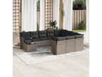 11-piece garden furniture set with grey resin wicker cushions UYAD21637