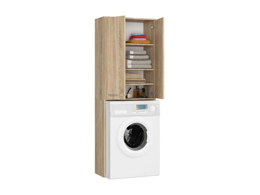 Washing machine cabinet, FIN Oak finish, Dekonao, 64 cm, 2 doors, Dekonao oak front, 4 shelves, 64x30x180 cm, UWLG00661