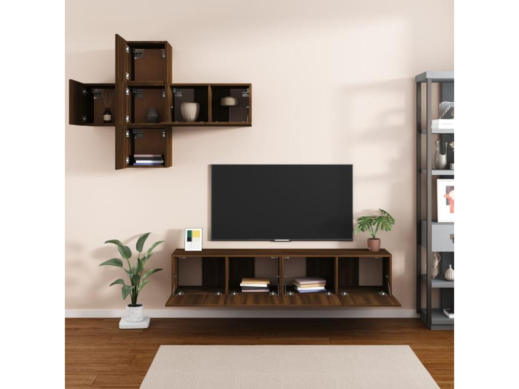7-Piece TV Furniture Set, Brown Oak Engineered Wood GJVS86399