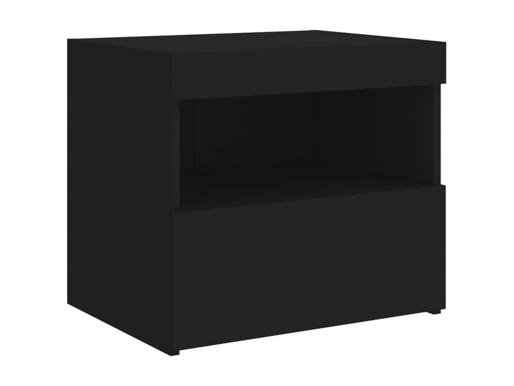 Bedside table with Ligniva LED light, black, 50x40x45 cm QYDV82259